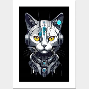 Abstract Cyber Cat Posters and Art